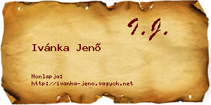 Ivánka Jenő névjegykártya